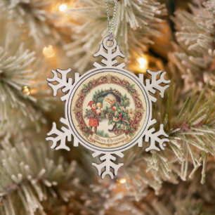 Ornement Flocon De Neige Boules de Noël Victoriennes Vintage
