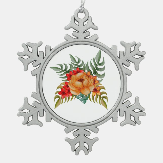 Ornement Flocon De Neige Bouquet de fleurs (Devant)