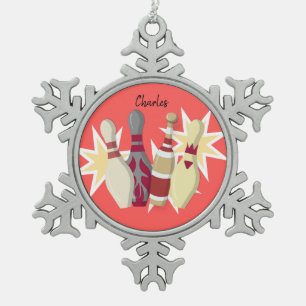 Ornement Flocon De Neige Bowling vintage