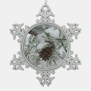 Ornement Flocon De Neige Branche des pins neigeux Photographie de la nature