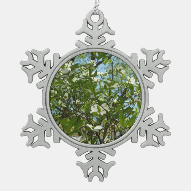 Ornement Flocon De Neige Branche of Dogwood Blossoms Spring Trees (Devant)