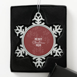 Ornement Flocon De Neige Brins botaniques de Noël joyeux