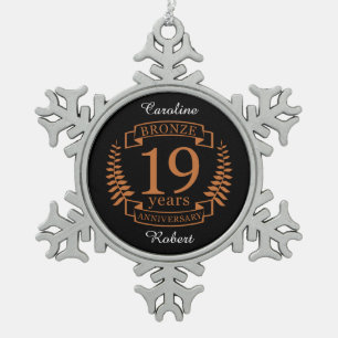 Ornement Flocon De Neige Bronze anniversaire traditionnel mariage 19 ans