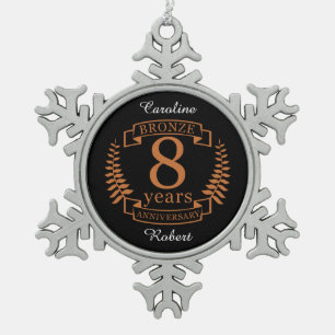 Ornement Flocon De Neige Bronze huitième anniversaire mariage 8 ans