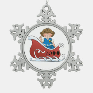 Ornement Flocon De Neige Brune de traîneau de scout de marguerite