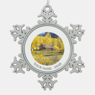 Ornement Flocon De Neige Cabine dans les trembles