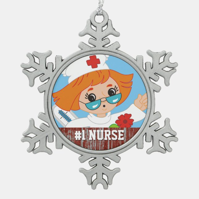 Ornement Flocon De Neige Cadeau customisé d'infirmière de l'infirmier (Devant)