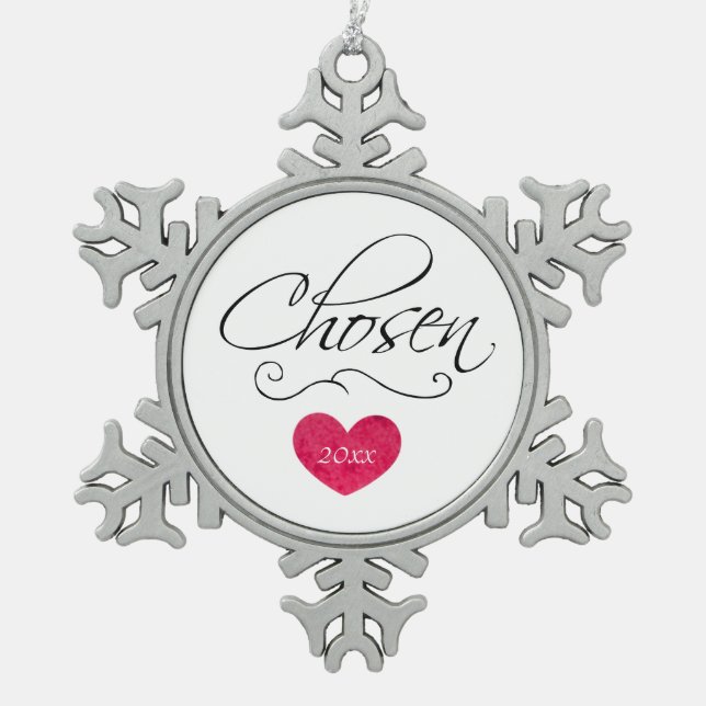 Ornement Flocon De Neige Cadeau daté adopté d'adoption choisi par (Devant)