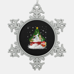 Ornement Flocon De Neige Cadeau de lapin Joyeux lapins de Noël