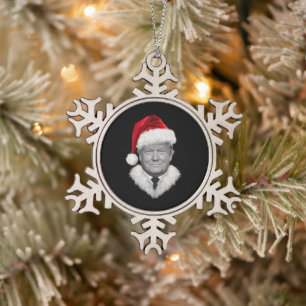 Ornement Flocon De Neige Cadeau de Noël Donald Trump Chapeau de Père Noël D