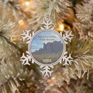 Ornement Flocon De Neige Cadeau de Noël photo de paysage désertique d'Arizo