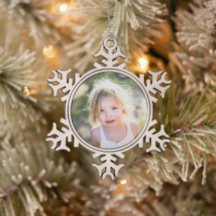 Ornement Flocon De Neige Cadeau de photo simple pour enfants de Noël