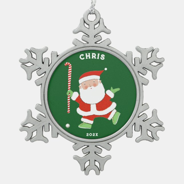 Ornement Flocon De Neige Cadeau de vacances de hockey sur gazon (Devant)