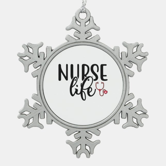 Ornement Flocon De Neige Cadeau d'infirmière Vie d'infirmière (Devant)