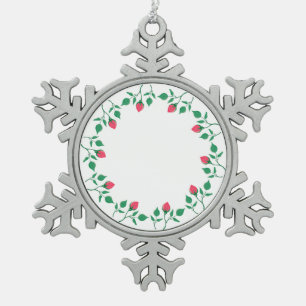 Ornement Flocon De Neige Cadre rond fleuri avec fleurs roses