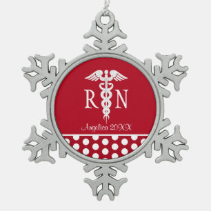 Ornement Flocon De Neige Caducée Médicale de RN d'infirmier autorisé