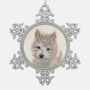 Ornement Flocon De Neige Cairn Terrier Peinture Chiot - Art Chien original