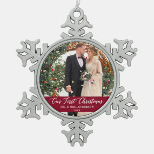 Ornement Flocon De Neige Calligraphie Élégante Notre Premier Noël Bourgogne