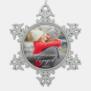 Ornement Flocon De Neige Calligraphie moderne Couple photo engagé