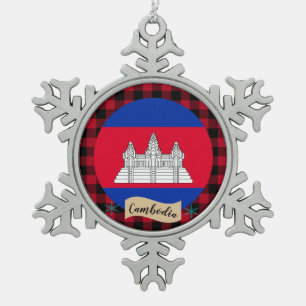 Ornement Flocon De Neige Cambodge patriotique, plaid de buffle, Drapeau cam