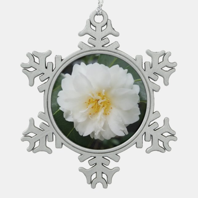 Ornement Flocon De Neige Camellia florale blanche (Devant)