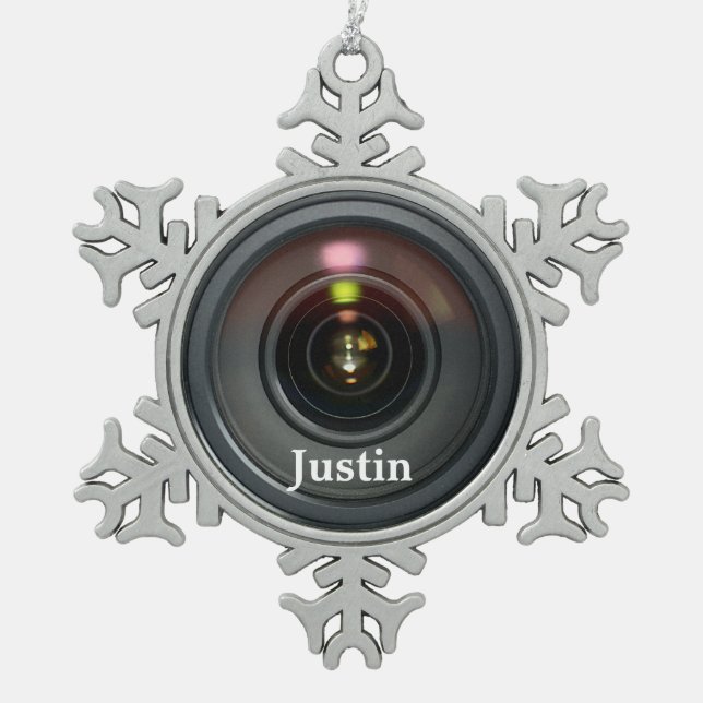 Ornement Flocon De Neige Camera Lens Ornament Customisez-le ! (Devant)