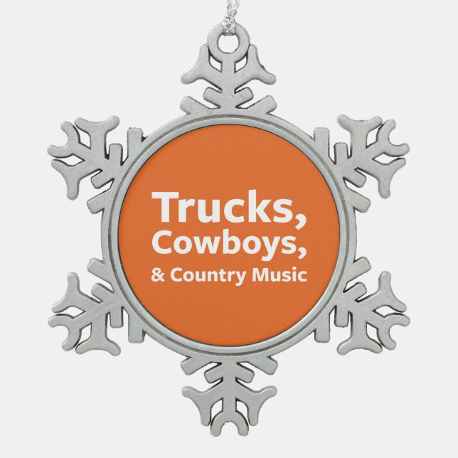 Ornement Flocon De Neige Camions, cowboys et musique country (Devant)