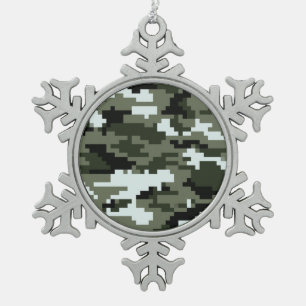 Ornement Flocon De Neige Camouflage urbain numérique à 8 bits / Camo
