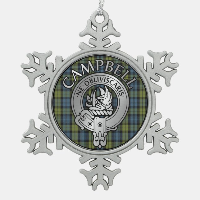 Ornement Flocon De Neige Campbell Crest & Tartan (Devant)