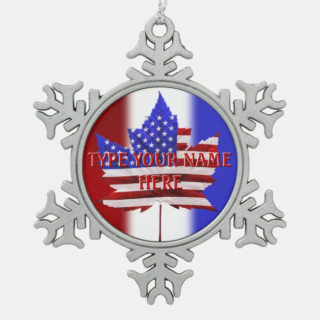 Ornement Flocon De Neige Canada États-Unis L'ornement personnalise le souve (Devant)