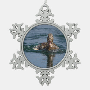 Ornement Flocon De Neige Canard avec bec ouvert