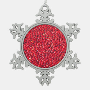 Ornement Flocon De Neige Canneberges Férié Rouge