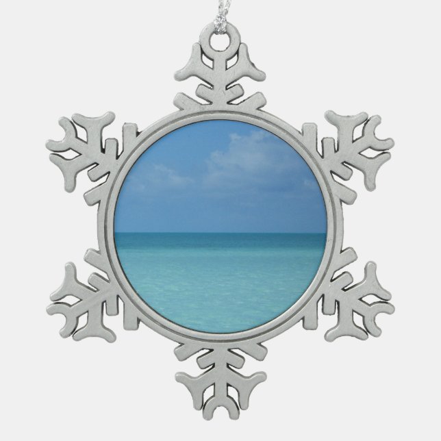 Ornement Flocon De Neige Caraïbes Horizon Tropical Turquoise Bleu (Devant)