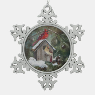 Ornement Flocon De Neige Cardinaux sur la volière de Milou