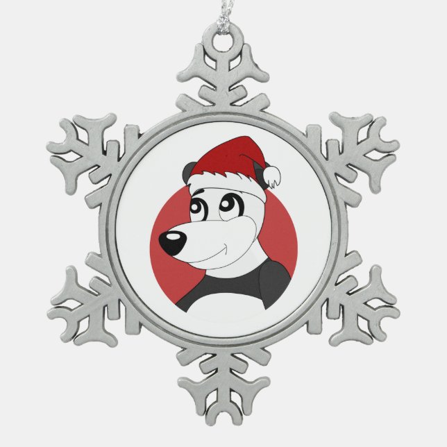 Ornement Flocon De Neige Caricature de Noël avec mignon panda ours flocon d (Devant)