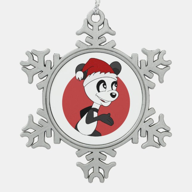 Ornement Flocon De Neige Caricature de Noël avec mignon panda ours flocon d (Devant)