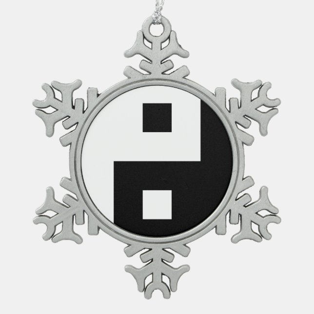 Ornement Flocon De Neige Carré Yin Yang (Devant)