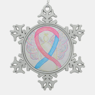 Ornement Flocon De Neige Carrosserie Angel de sensibilisation rose et bleu