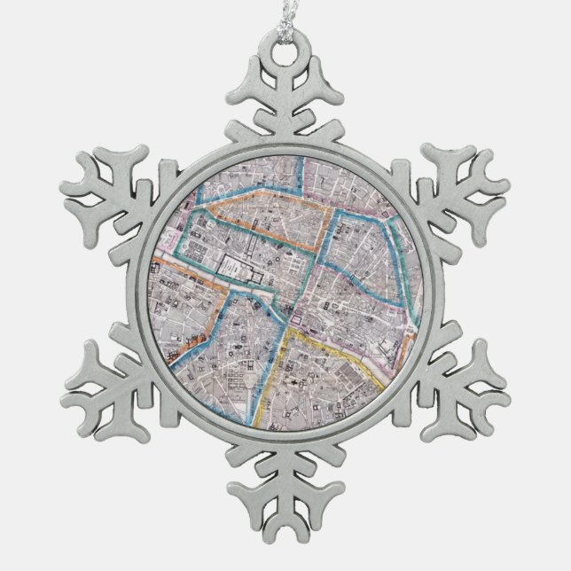 Ornement Flocon De Neige Carte antique de Paris (Devant)