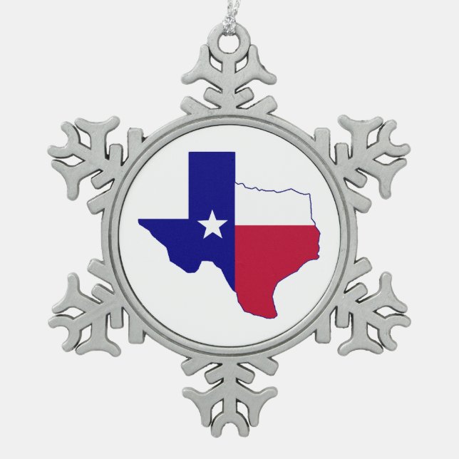 Ornement Flocon De Neige Carte du drapeau du Texas (Devant)