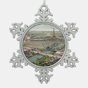 Ornement Flocon De Neige Carte imagée vintage de Paris (1900)