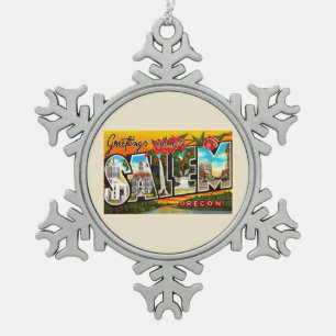 Ornement Flocon De Neige Carte postale Salem Oregon OU Vintage
