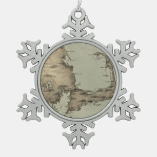 Ornement Flocon De Neige Carte vintage de Cape Cod (1885)