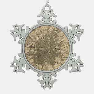 Ornement Flocon De Neige Carte vintage de Dublin Irlande (1797)