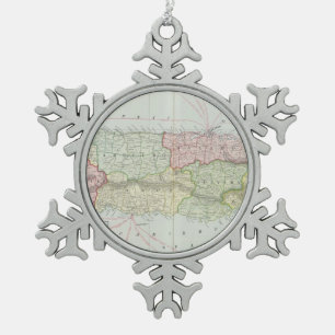 Ornement Flocon De Neige Carte vintage de Porto Rico (1901)