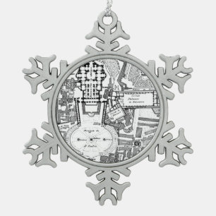 Ornement Flocon De Neige Carte vintage du Vatican (1914)