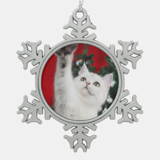 Ornement Flocon De Neige Cat blanc XMAS