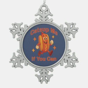 Ornement Flocon De Neige Catsume-moi si tu peux drôle Hot Dog - Ketchup Pun