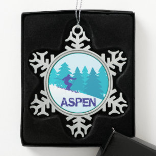 Ornement Flocon De Neige Cercle de ski d'Aspen