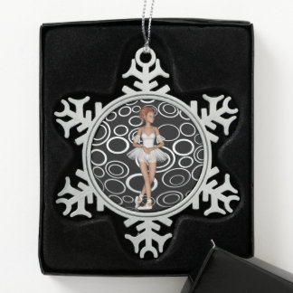 Ornement Flocon De Neige Cercles Rétro B&W Ballerine Debout